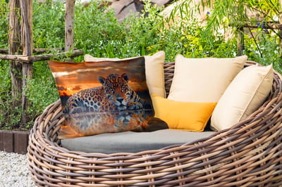 Buitenkussens - Tuin - Natuur - Luipaard - Dier - Zonsondergang - Modern - 50x30 cm