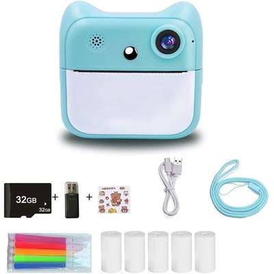 Kids Instant Print Camera 2400W HighClear Digitale Camera met 2.4IPS Scherm Cartoon Inktloos Set B