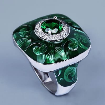 Creatieve Persoonlijkheid Emaille Ring Groen Bloemen Mode Oma Retro Groen Casual Bal Feest No. 10 black