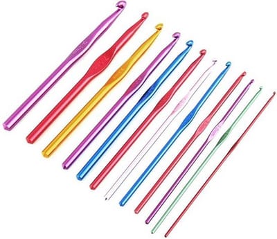 Knaak 12 Aluminium Haaknaalden - Borduren - Haken - Mix kleur - 8 cm