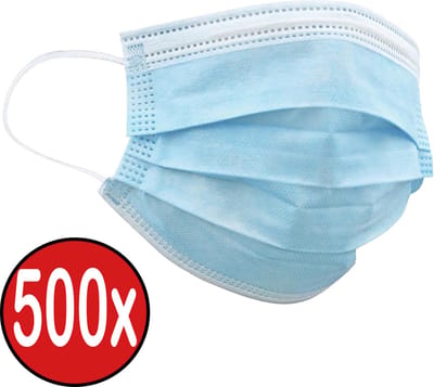 Mondkapje Wegwerp Blauw Mondmasker Mondkapje Wegwerp Mondkapjes Niet Medisch Universeel - 500x