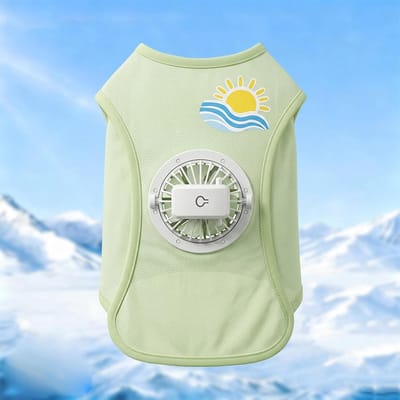 Koelshirt voor honden-3 snelheden- huidvriendelijke kleding met ventilator-koelvest voor de zomer-geschikt voor puppy's, feestjes, wandelingen en als rekwisiet bij buitenfoto's（M）