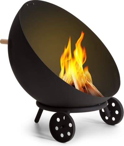 Blumfeldt Vuurschaal, Outdoor stalen vuurschaal groot voor balkon & camping, Mobiele vuurschaal 70 cm, Draagbare vuurschalen met wielen, Weerbestendige vuurschaal voor de tuin, Ronde vuurhaard