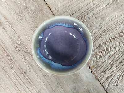Floz Design klein schaaltje verschillende soorten glazuur - geschikt voor theezakjes, nootjes en meer - paars en creme - kwaliteit en fair trade