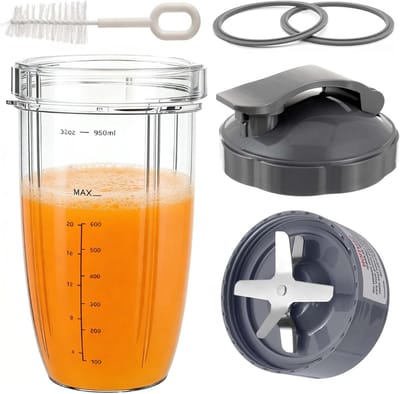Accessoires voor mixer, 2 deksels voor accessoires, 950ml beker en snijmes met flip-top deksel voor smoothies en shakes
