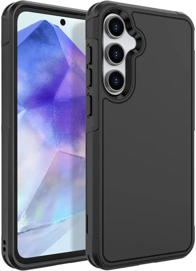 Hoesje Geschikt voor Samsung Galaxy A55 - Compatibel met MagSafe - Back Cover met Magneet - Dual-Layer Hybride Case Zwart