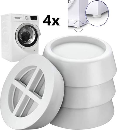 Set van 4 Wasmachine Dempers I Anti-Slip Matjes voor Wasmachines I Trillingsdempers En Geluiddempers I Voor Een Rustigere En Duurzamere Waservaring