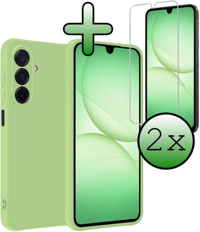 Hoesje Met 2x Screenprotector - Geschikt voor Samsung Galaxy A17 - Sterk & Shockproof - Back Cover - Siliconen Case - Telefoon Hoes - Groen