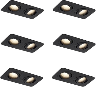 QAZQA alberto - Moderne Inbouwspot voor badkamer - 6 stuks - L 17.5 cm - Zwart -