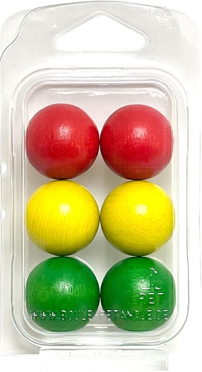 Boulemaus - Jeu de Boules - FM-3 - 6 Buts - kleuren: rood - geel - donkergroen - 30mm