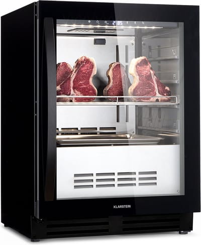 Klarstein Kabel koelkast, Reifeschrank Dry Aged, 1 Zonen koelkast met , voor In en Outdoor met LED verlichting, Freistehend of , Temperaturbereich 1 25 °C, 98 L - Touch - Mini Fridge - Compact Koelkast - Kleine Koelkast