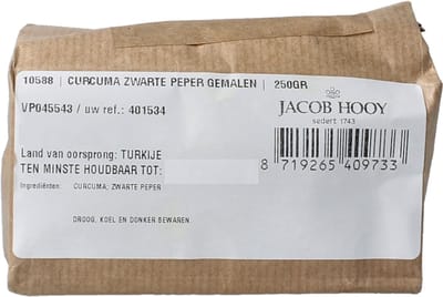 Jacob Hooy Curcuma zwarte peper gemalen 250 Gram