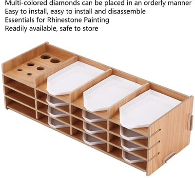 Dailygoods- Opbergvak Hout - Multi-layer Organisator - Opberger voor Strass-schilderijen - Handig voor Confetti - Bewaar en Vind Snel - Opbergdoos