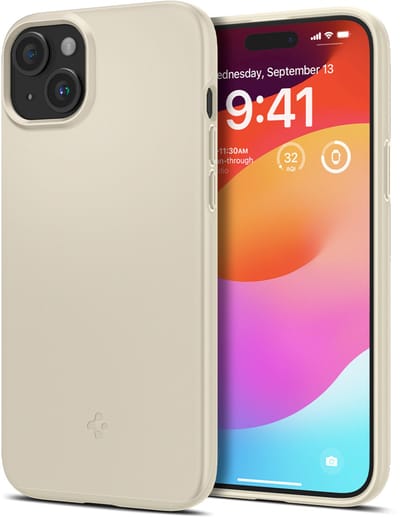Spigen Thin Fit Hoesje Geschikt voor Apple iPhone 15 Plus - Back Cover Beige