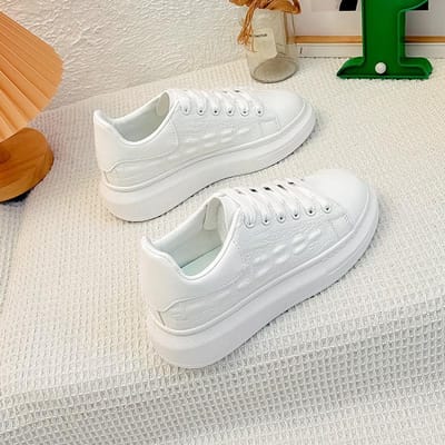 Lente Nieuwe Kleine Witte Schoenen Dames Vaak Verkopen Koreaanse Versie Dikke Zool Casual Krokodillenleer Studentenschoenen Alles-match 40 white
