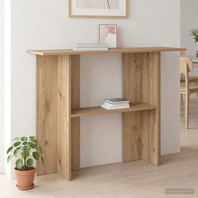 vidaXL - Wandtafel - Artisanaal - eiken - 100 - x - 30 - x - 75 - cm - Bewerkt - hout