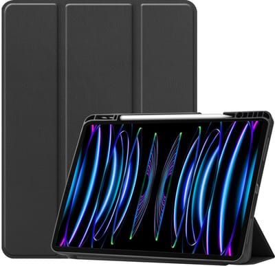 Hoes - Geschikt voor Apple iPad Pro (2022) - 11 inch - 4e generatie - Dun & Stevig - Trifold Bookcase - Hard Cover Case - Met Uitsparing Geschikt voor Apple Pencil - Hardcover Book - Tablet Hoesje - Zwart