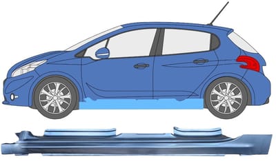 Volledige dorpel voor Peugeot 208 2012-2019 / Links