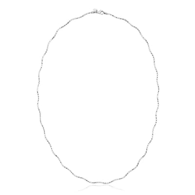 Cavill - Monosono collectie zilveren halsketting - 925 Sterling zilver gerhodineerd - 50 cm elegant golvend design - dames tijdloze ketting