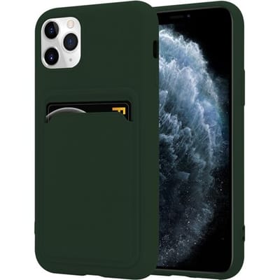 ShieldCase Hoesje geschikt voor Apple iPhone 11 Pro Max Siliconen hoesje met pasjeshouder - donkergroen - Stijlvolle Bescherming met Opbergruimte - Duurzaam en Praktisch Accessoire - Multifunctioneel Telefoonhoesje