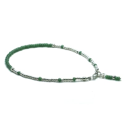 Heaven Eleven - dames - Enkelbandjes - zilver - 925 - groen - 2,5mm - 25cm