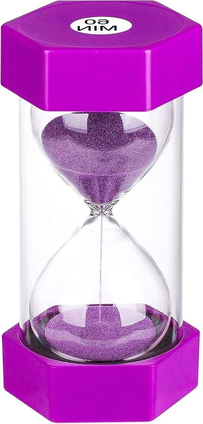 Grote Zandloper - Zandklok Timer - Tijdmanagement Spelletjes - Dubbele Beschermlaag - 60 Minuten - Paars