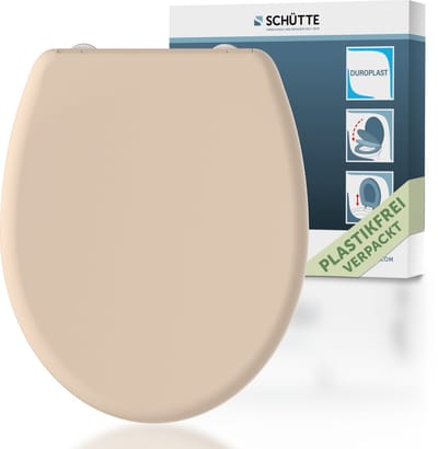 SCHÜTTE WC-Bril 82305 BEIGE - Duroplast - Soft Close - Afklikbaar - RVS-Scharnieren - Belastbaar tot 175 kg - Gelakt - Bahama Beige