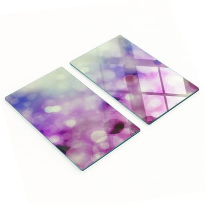 Decoratieve snijplanken van gehard glas met paarse cirkels, 2x30x52 cm
