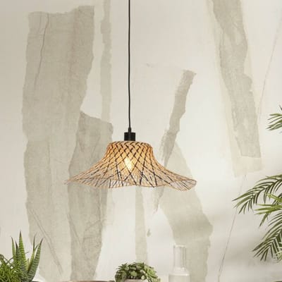 GOOD&MOJO Hanglamp Ibiza - Bamboe/Zwart - 50x50x15cm - Bohemian - Hanglampen Eetkamer, Slaapkamer, Woonkamer