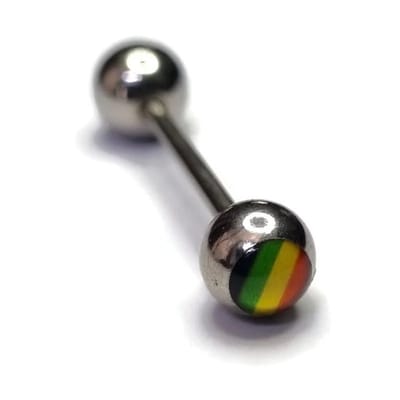 Aramat Jewels | Tongpiercings | Regenboog Tongpiercing van Staal | | | |6mm | Staal | Volwassenen | Verkleurd niet