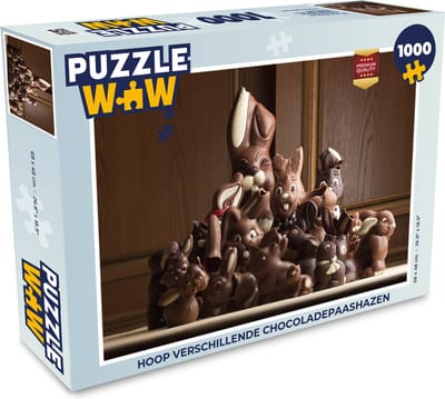 Puzzel Hoop verschillende chocoladepaashazen - Legpuzzel - Puzzel 1000 stukjes volwassenen