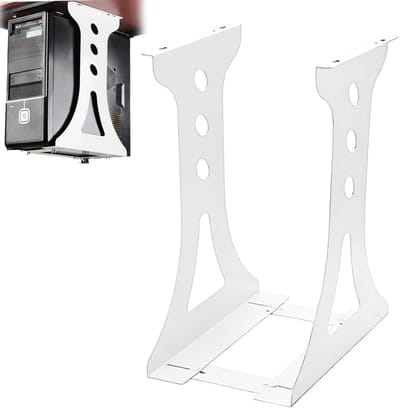 Zwarte PC Houder voor Onder Bureau, Verstelbare Computerbeugel, Ideaal voor Kantoor en Gaming, Ruimtebesparend en Stevig