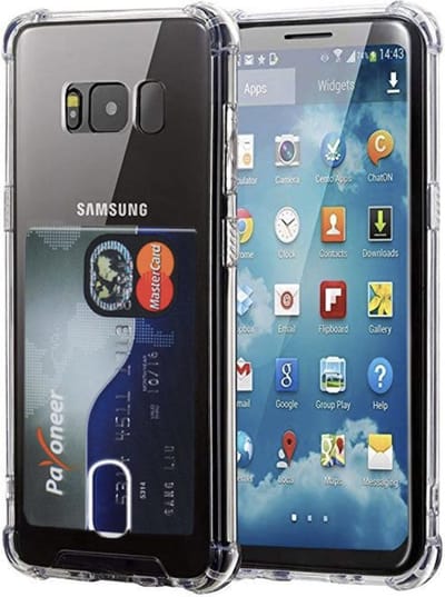 Geschikt voor Samsung Galaxy S8 Card Backcover | Transparant | Soft TPU | Shockproof | Pasjeshouder | Wallet