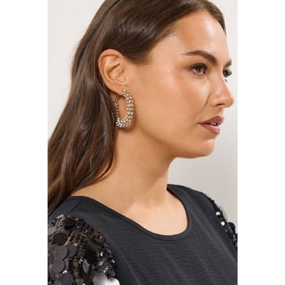 Yours Goudkleurige Diamanten Hoepeloorbellensize One Size