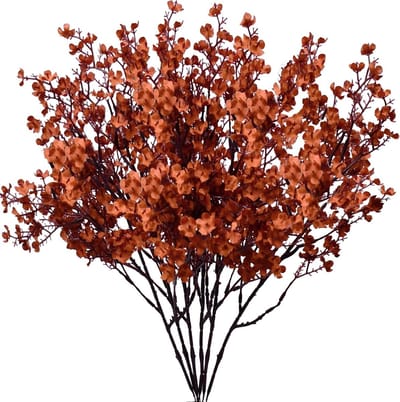 Mandy's 15Pcs Verbrand Oranje Kunstbloemen Zijde Babys Adem Gypsophila 47.5 cm voor Herfst Bloemen Home Keuken Decor Nieuwjaar Lente Herfst