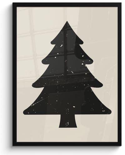 Poster in lijst - Fotolijst 50x70 cm - Posters - Kerstboom - Zwarte kerstboom - Boom - Japandi - Posterlijst zwart - Decoratie - Wanddecoratie woonkamer - Muurdecoratie slaapkamer - Kerstversiering - Kerstdecoratie voor binnen - Kerstmis