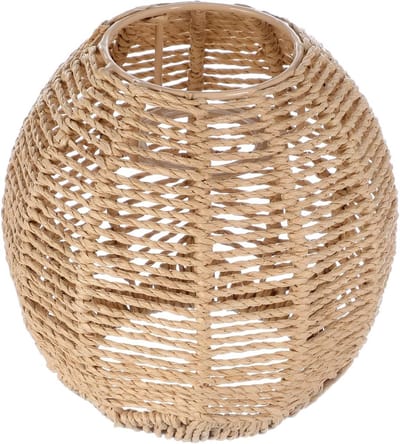 Woven Rattan Lampenkap voor Hanglamp, Ideaal voor Woonkamer, Slaapkamer en Restaurant (15 x 15 cm)