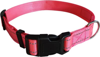 Rieba® Halsband Hond - Hondenhalsband - Reflecterend - Zeer Sterk - Verstelbaar - Geschikt voor elke Hondenriem - Honden - Roze - Maat S