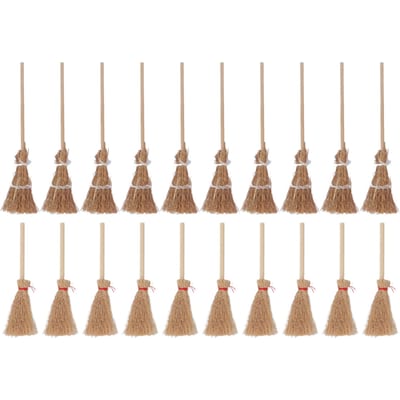 20 STUKS Mini Heksenbezem Bamboe 14CM 10CM Halloween Stro Ambacht voor Cosplay Schoolfeest brown