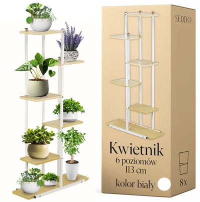 SEDDŌ Modern Loft - Plantrek - Metal Stijl - 6 Niveaus - Wit