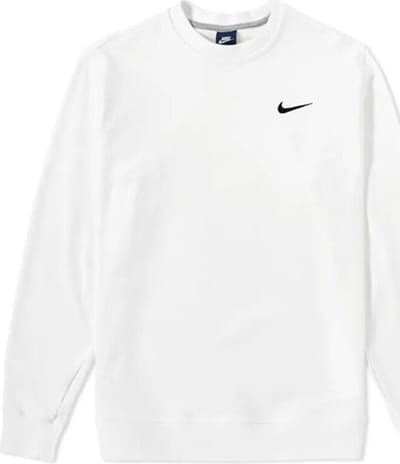 Nike Club Fleece French Terry Crew - Sweater - Maat XXL - White/Black / Wit Zwart - Club Fleece - Training - Heren Sweater voor Mannen