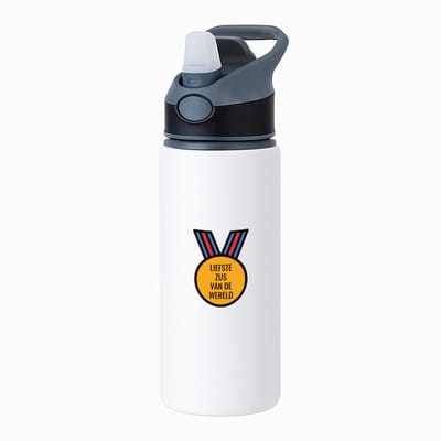 Hacebo® - liefste zus van de wereld waterfles met rietje zwart - Zus - de liefste zus - verjaardagscadeau - verjaardag - cadeau - cadeautje voor zus - zus artikelen - kado - geschenk - gift - water fles - 650ML