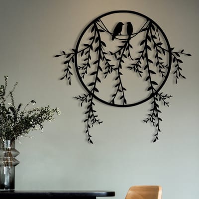 Woondecoratie - Decoratief Metalen Wandaccessoire - Zwart Metaal - Afmetingen 45x44x0.12cm