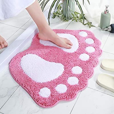 Bathroom Rugs, Water Absorbent Non-Slip Mat, Used in Bathroom, Shower, Room, Etc Soft Microfibre, Machine Washable Bath Mat (Pink, 68 * 71cm)