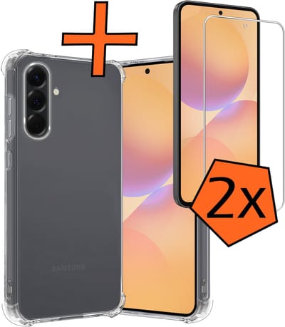 Hoes - Met Screenprotector - 2 Stuks - Geschikt voor Samsung Galaxy A36 - Sterk & Shockproof - Siliconen Case - Back Cover - Telefoon Hoes - Shock Proof - Transparant