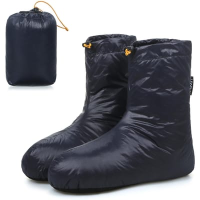 Lixada Winter Warme Dons Slaap Pantoffels Dons Sokken Zachte Winddichte Camping Dons Booties voor Slaapzak Camping Sokken S black