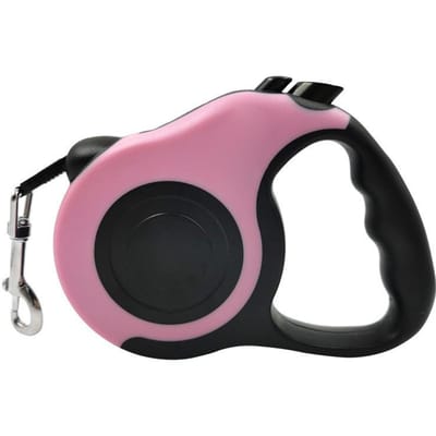 Intrekbare Hondenriem Knopbediening Ergonomisch Handvat Veilige Hondenuitlaatgordel voor Kat Konijn 16.4ft roze