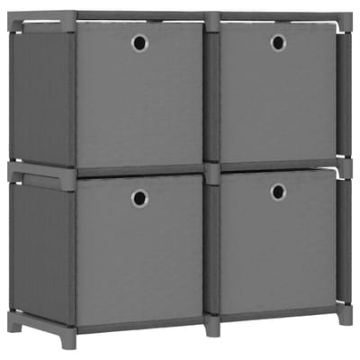 vidaXL - Kast - met - 4 - vakken - met - boxen - 69x30x72,5 - cm - stof - grijs