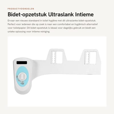 Dailygoods- Bidet-opzetstuk Ultraslank - Bidet-douche - Verstelbare Waterdruk - Zelfreinigende Sproeikop - Hygiënisch Alternatief - Afmetingen 44 x 18,5 cm