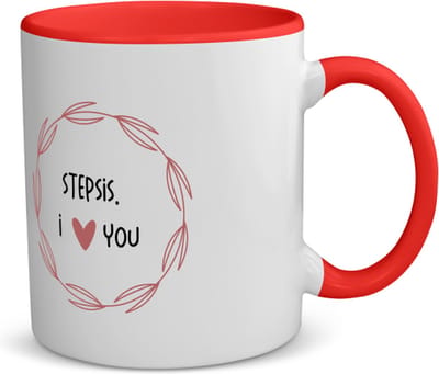 Akyol - stepsis i love you koffiemok - theemok - rood - Zus - de liefste stiefzus - verjaardagscadeau - verjaardag - cadeau - cadeautje voor zus - zus artikelen - kado - geschenk - gift - 350 ML inhoud